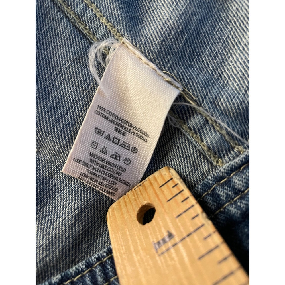 Free People Knit Hooded Denim Jacket Size L Distressed Jean Jacket Tomboy Edgy - Picture 13 of 14